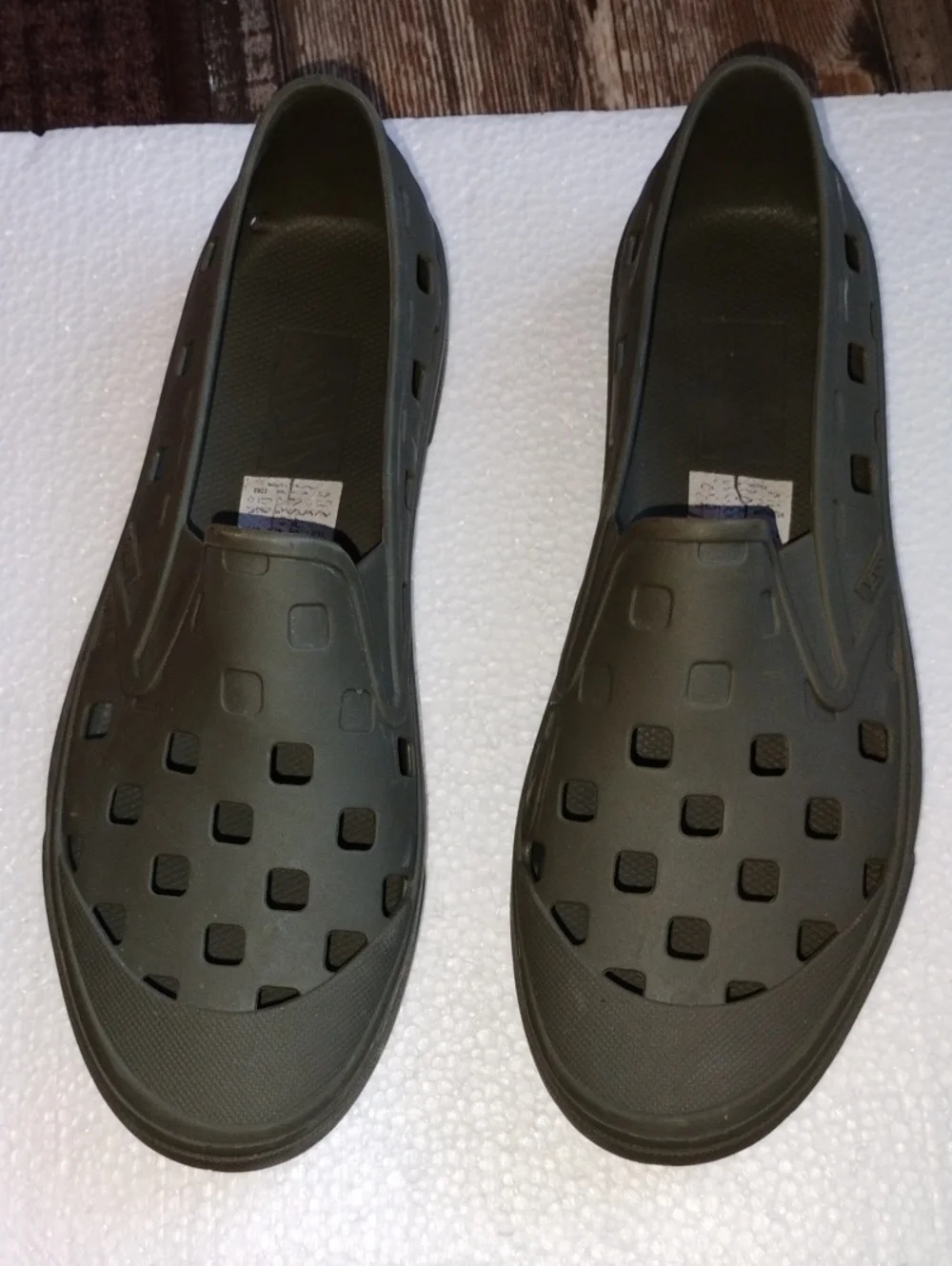 Unisex Vans Slip-On, Water-Resistant, Vented Shoe in Olive Green, Beach,Vacation